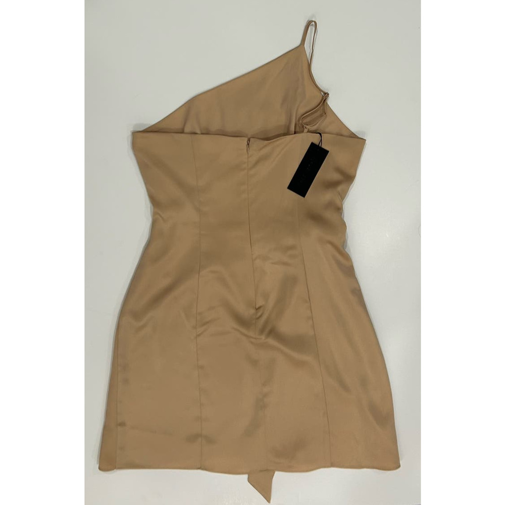 Gianni Bini One Shoulder Beige Spaghetti Strap Tie Waist Wrap Dress Sz 10 - Picture 7 of 8
